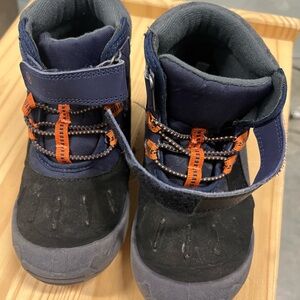 Stride Rite Black and Blue Kids' Boots with Orange Highlights